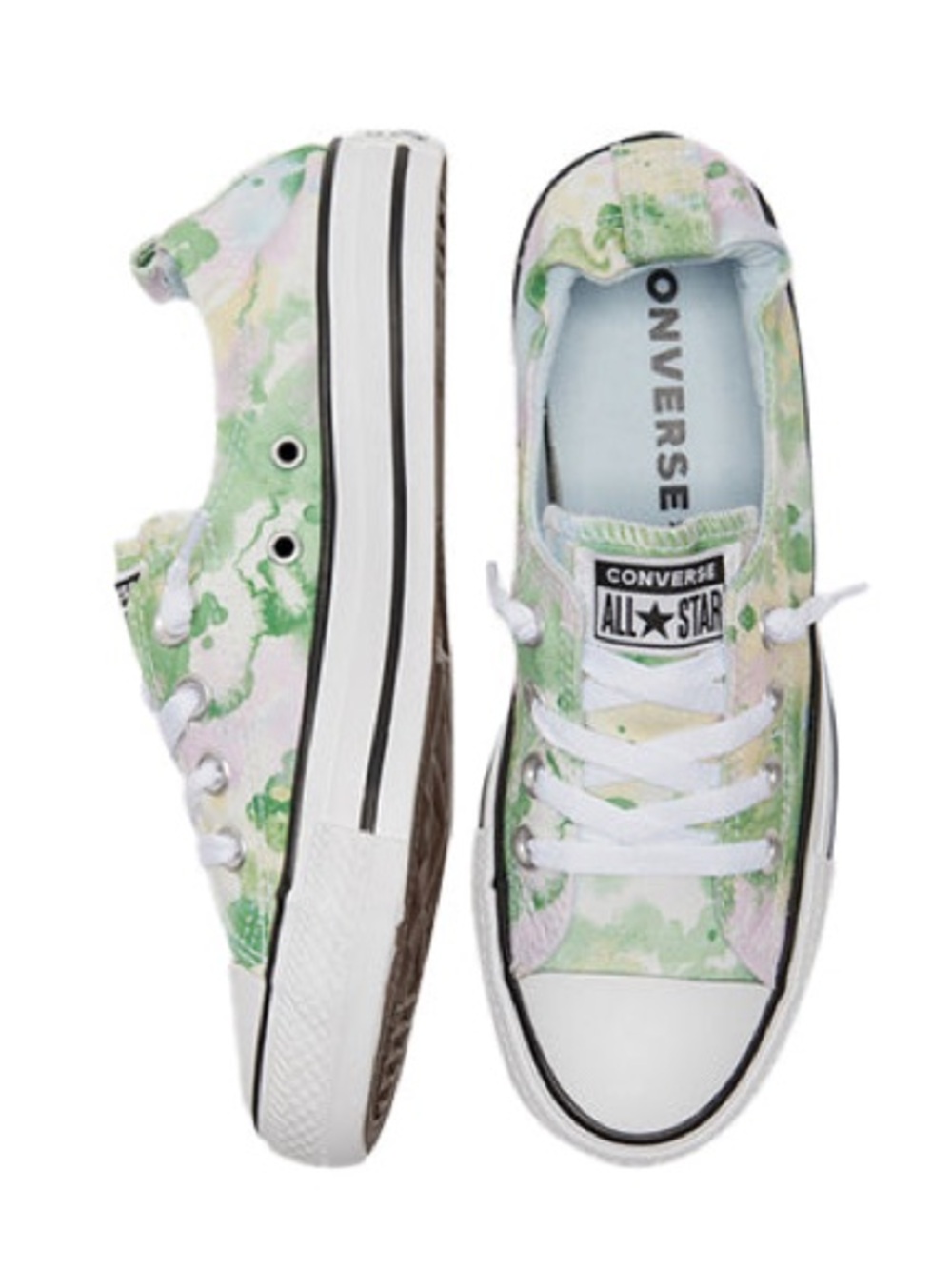 EUC Chuck Taylor CONVERSE All Star Shoreline slip-on sneaks pink and green 8.5